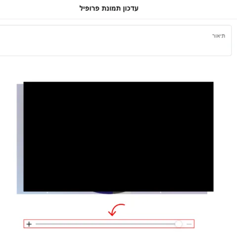 מסך עם סרגל מתכוונן בציר פלוס ומינוס בשביל להגדיל או להקטין תמונה.