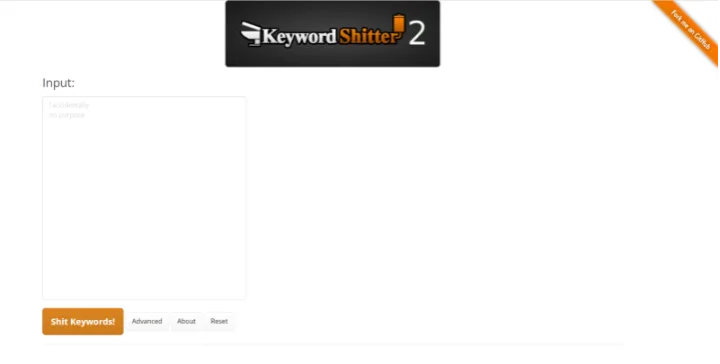 תמונת המחשה של המסך לאחר ההתחברות עבור הכלי ליצירת מאגר ביטויים "Keyword Shitter"